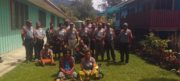 The facilitator team during the community rollout. Gutnius Lutheran Church, Enga. July 2026.